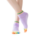 wholesale five toes colorful cotton yoga grip socks